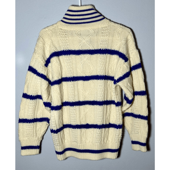 Vintage Izod 100% wool sweater Full Zip cable knit fisherman SZ Medium WPL 1100 - Picture 5 of 8